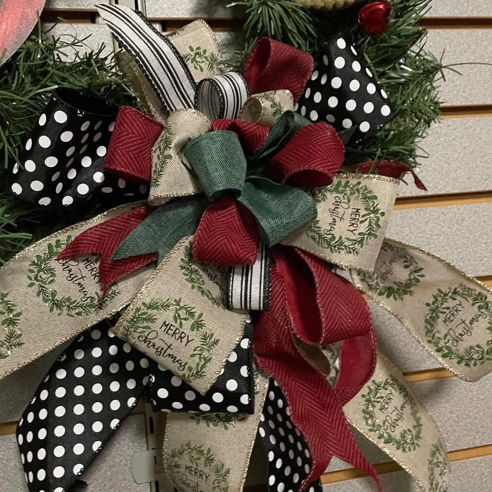 Holiday Horse Christmas Wreath, Farmhouse Decor, Pinecones, Bows, Happy Holidays